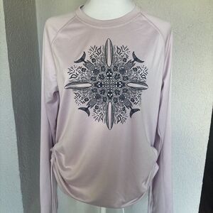 Reel Life Womens Size XL Driftwood Ruched Long Sleeve Shirt Lilac Snow